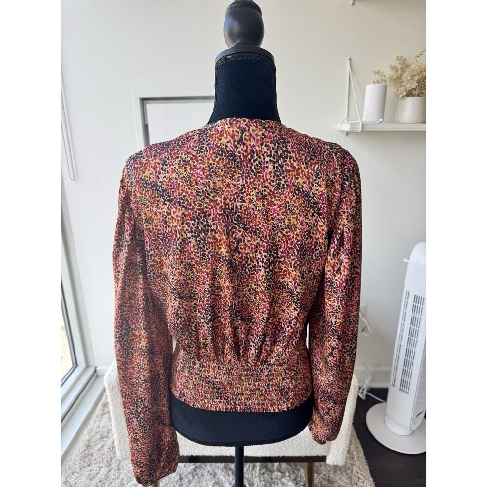 Express Orange Multicolor Satin Wrap Front V-Neck Blouse Size Large NEW! - Picture 5 of 7